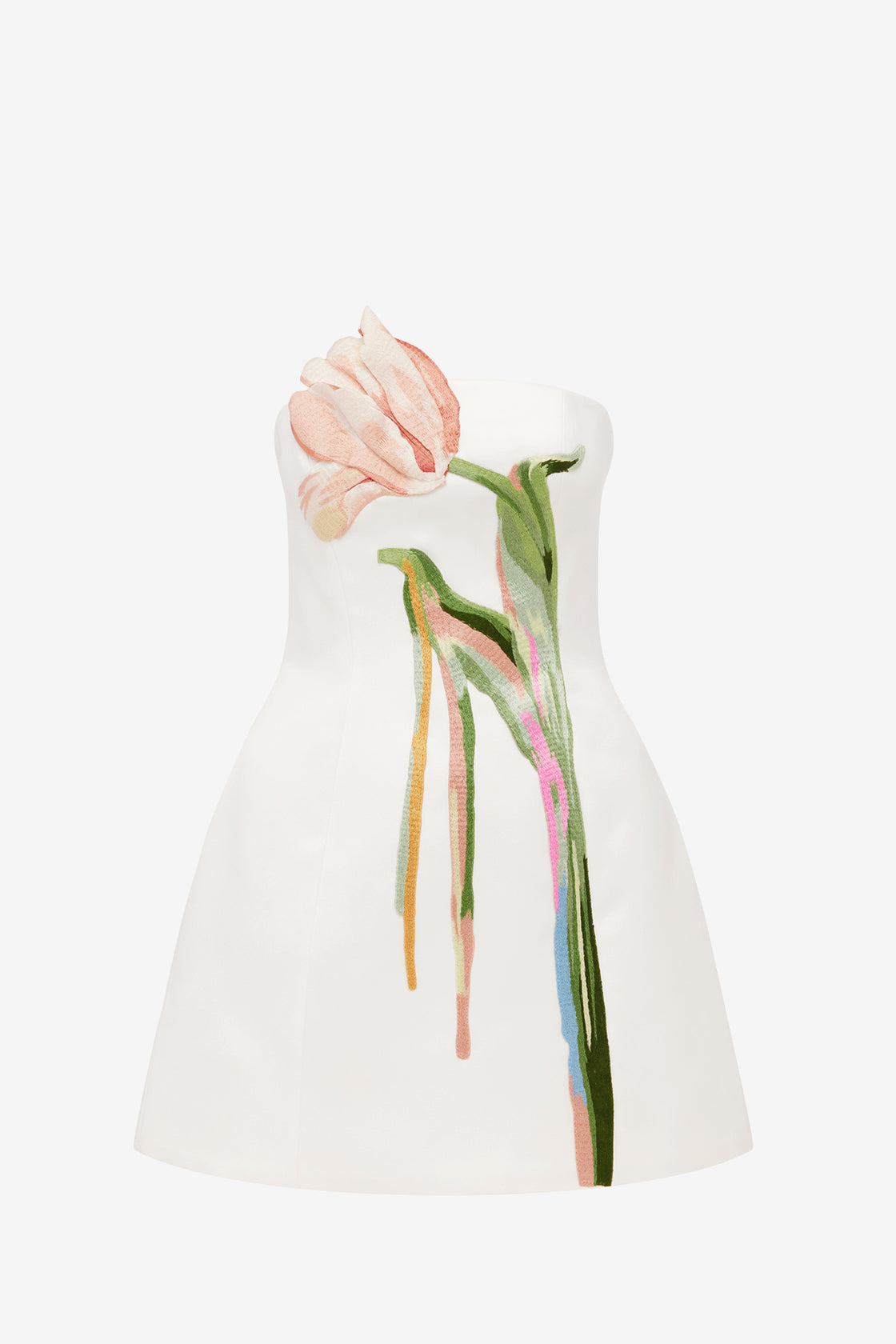 Exclusive LEO LIN Roselle Bustier Mini Dress - Tulip Print in Snow