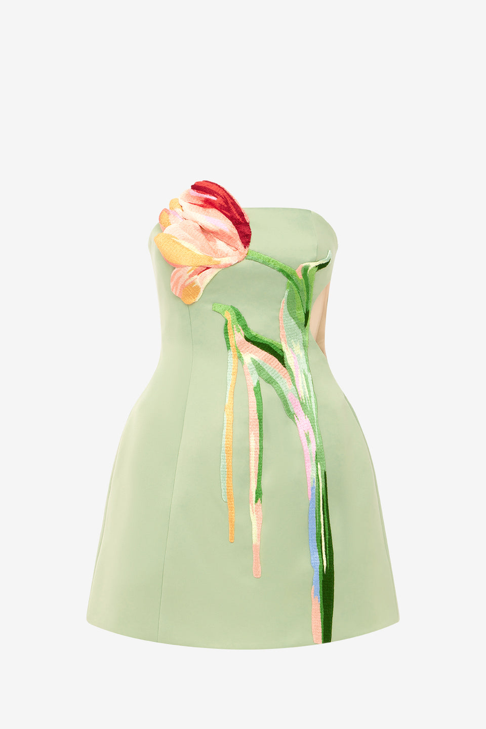 Roselle Cutout Bustier Mini Dress - Tulip Print in Green LEO LIN Roselle Cutout Bustier Mini Dress - Tulip Print in Green LEO LIN
