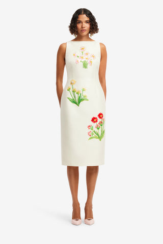Exclusive LEO LIN Eleanor Embellished Wool Midi Dress - Wildflower