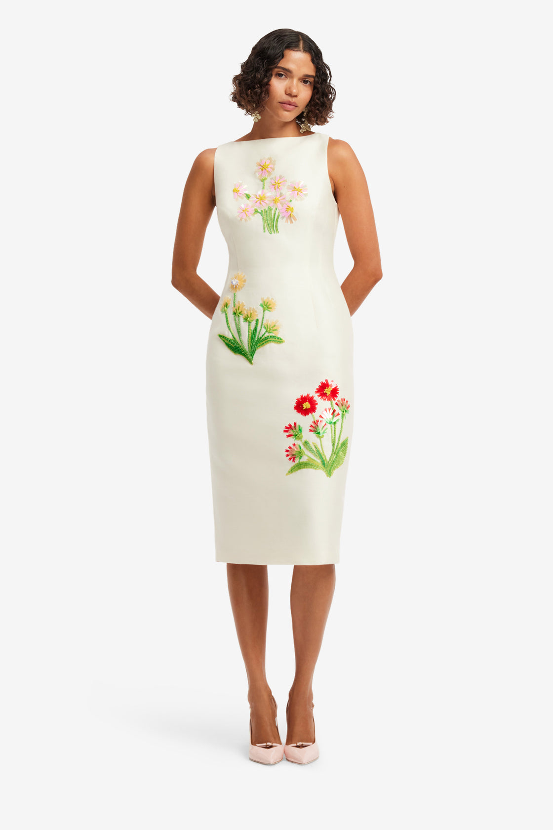 Exclusive LEO LIN Eleanor Embellished Wool Midi Dress - Wildflower
