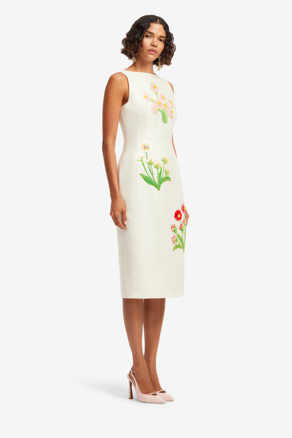 Exclusive LEO LIN Eleanor Embellished Wool Midi Dress - Wildflower