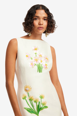 Exclusive LEO LIN Eleanor Embellished Wool Midi Dress - Wildflower
