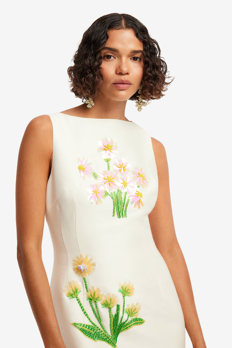 Exclusive LEO LIN Eleanor Embellished Wool Midi Dress - Wildflower