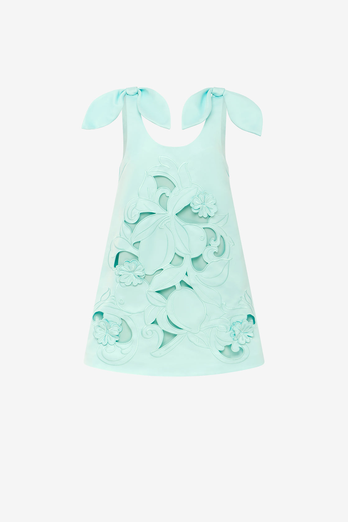 Exclusive LEO LIN Harper Bow Applique Mini Dress - Pale Turquoise