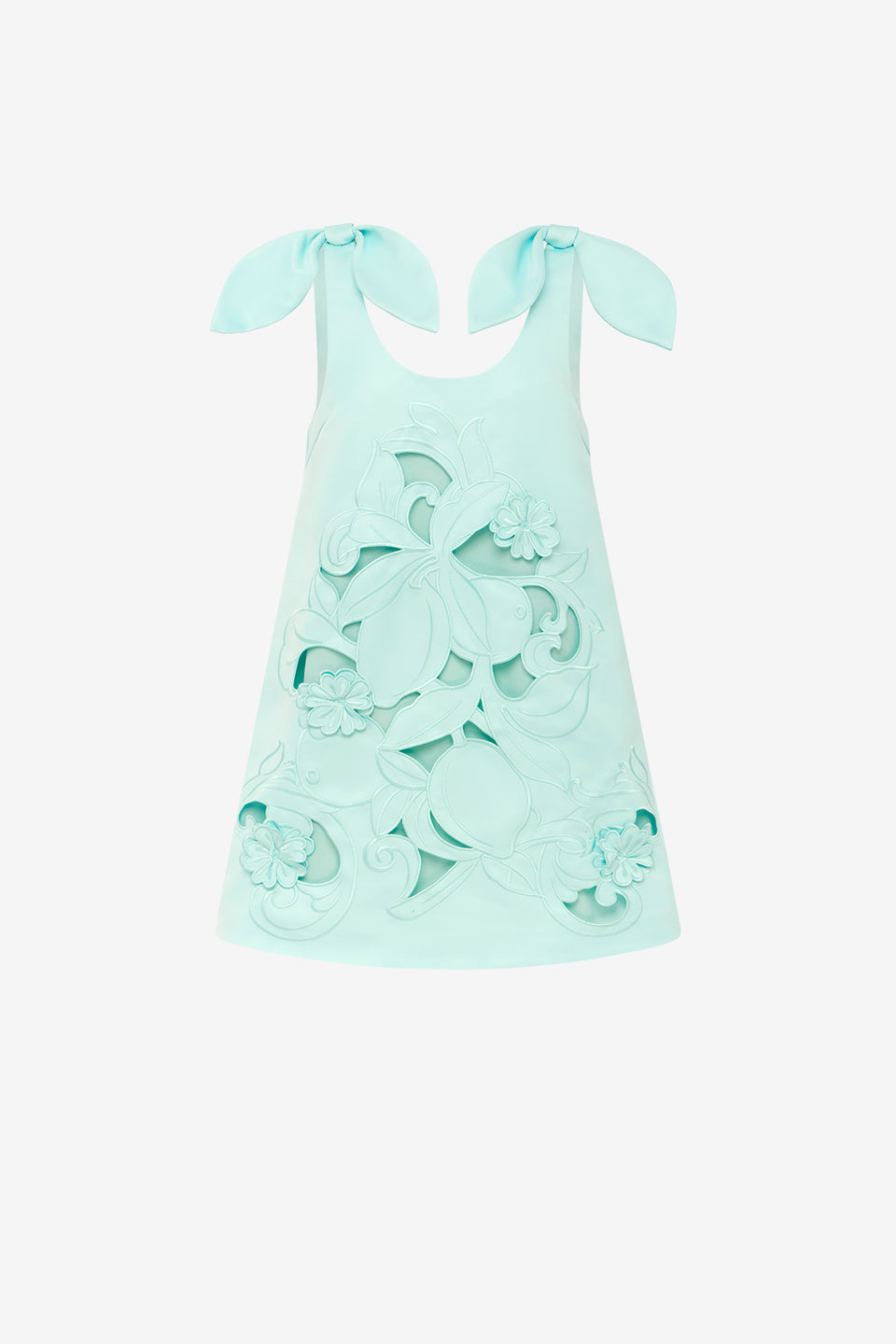 Exclusive LEO LIN Harper Bow Applique Mini Dress - Pale Turquoise