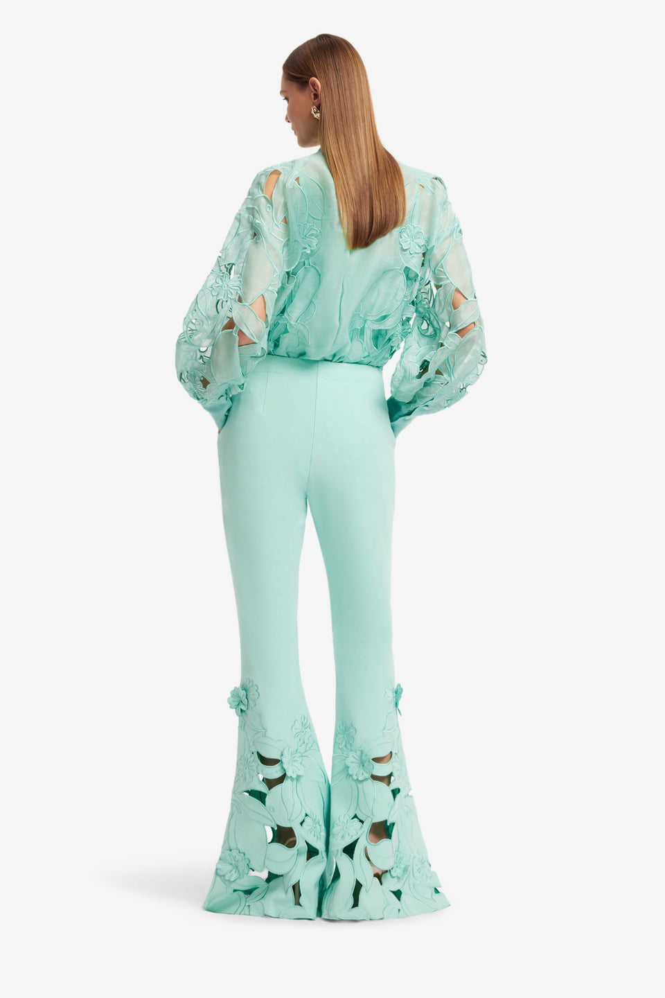 Exclusive LEO LIN Elle Applique Blouse - Pale Turquoise
