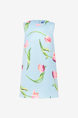 Yvonne Mini Dress - Tulip Print in Blue Dress Mini