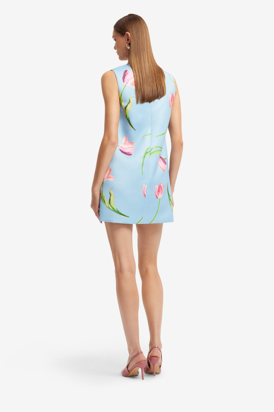 Exclusive LEO LIN Yvonne Mini Dress - Tulip Print in Blue
