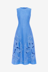 Cleo Appliqué Sleeveless Midi Dress - Azure Dress Midi