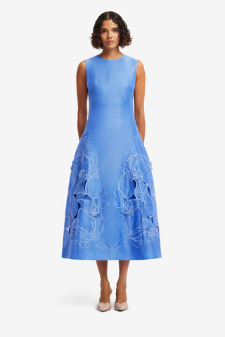 Exclusive LEO LIN Cleo Applique Sleeveless Midi Dress - Azure