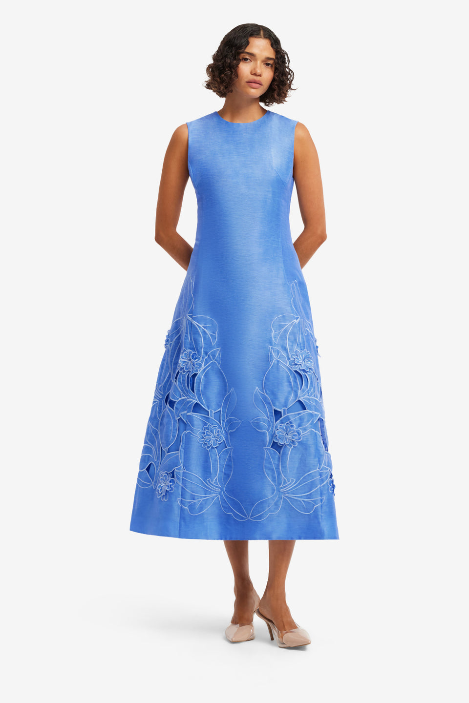 Exclusive LEO LIN Cleo Applique Sleeveless Midi Dress - Azure