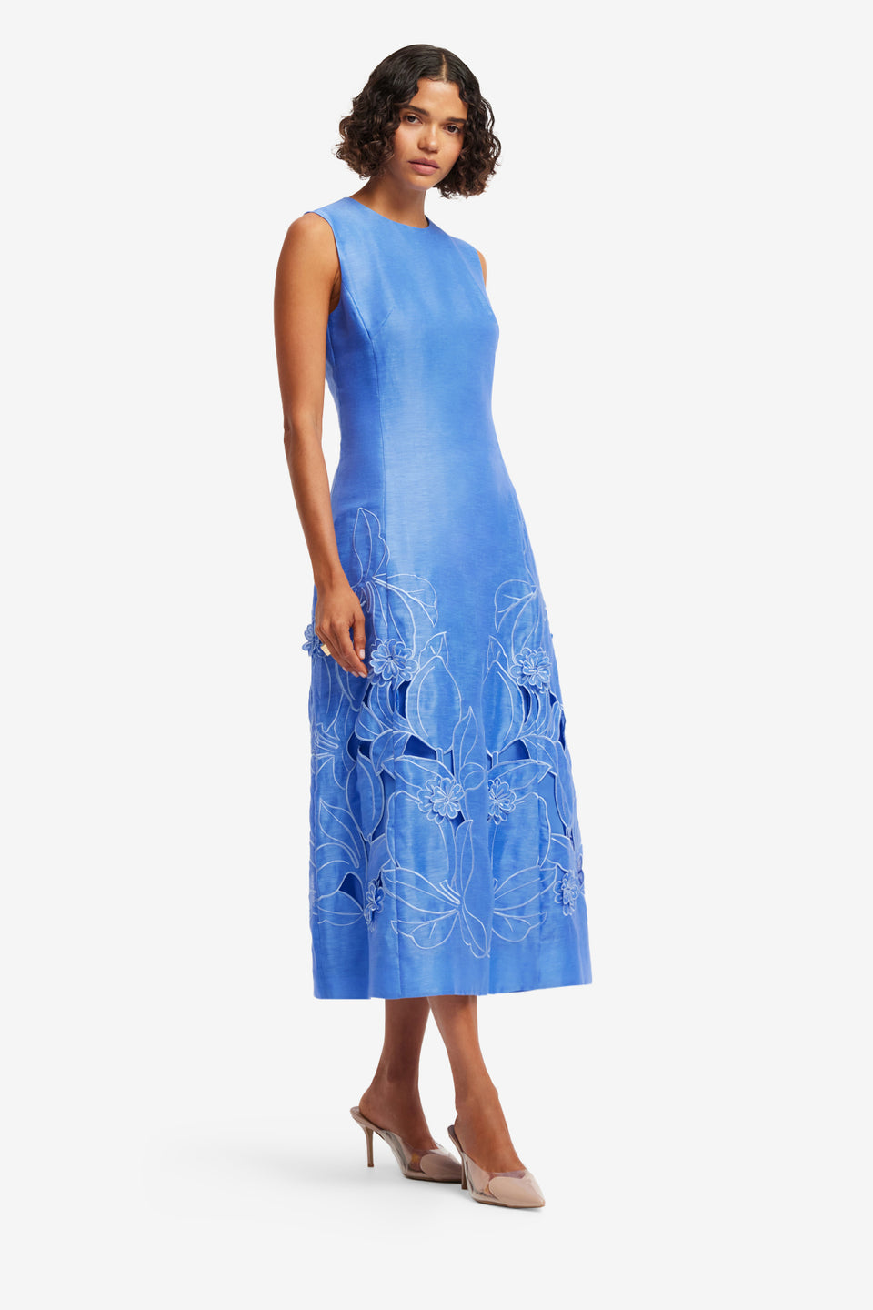Exclusive LEO LIN Cleo Applique Sleeveless Midi Dress - Azure
