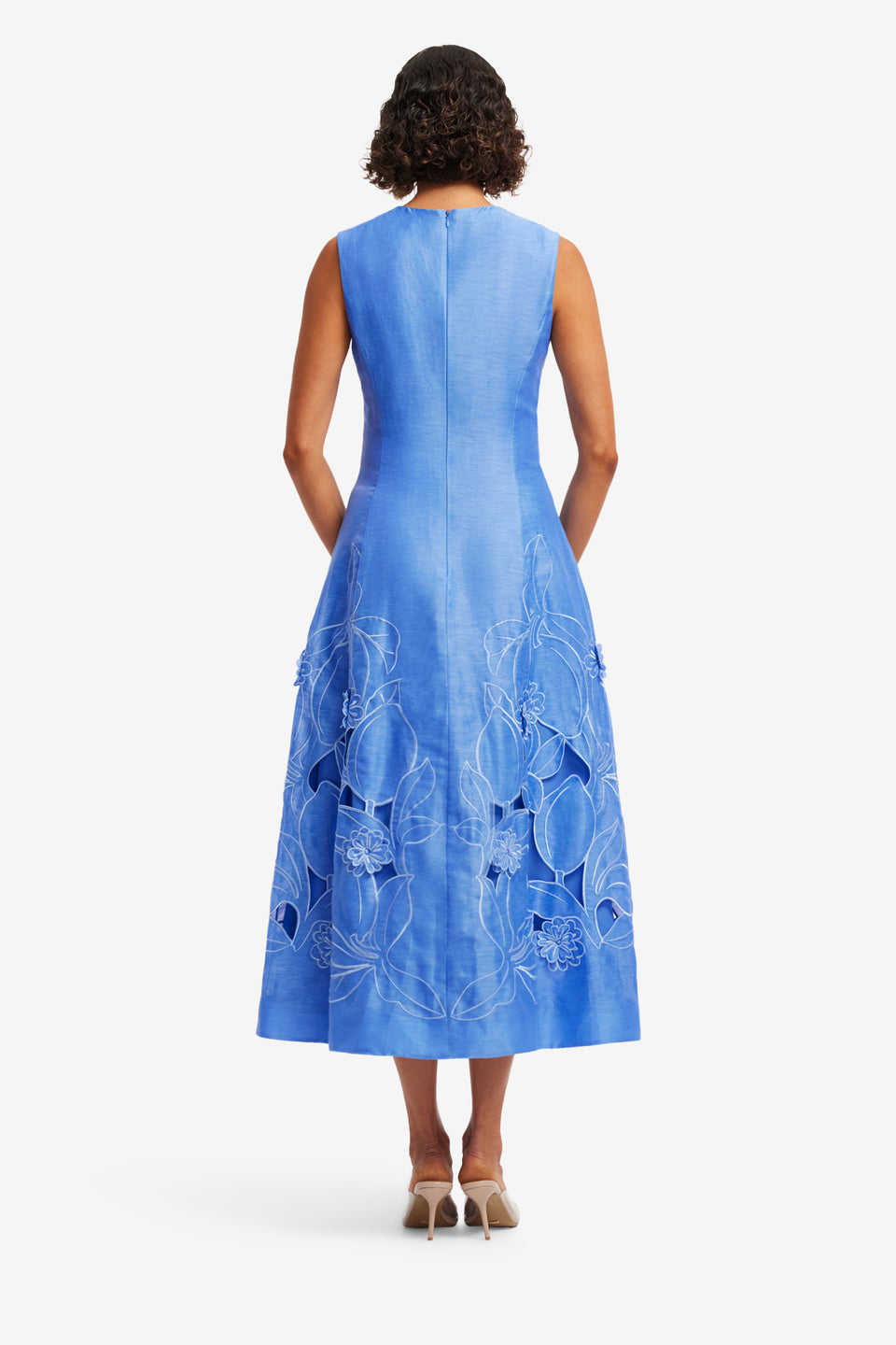 Exclusive LEO LIN Cleo Applique Sleeveless Midi Dress - Azure