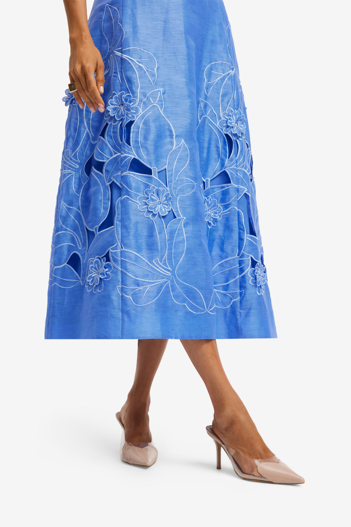 Exclusive LEO LIN Cleo Applique Sleeveless Midi Dress - Azure