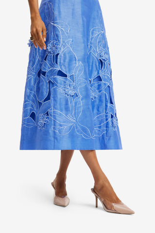 Exclusive LEO LIN Cleo Applique Sleeveless Midi Dress - Azure