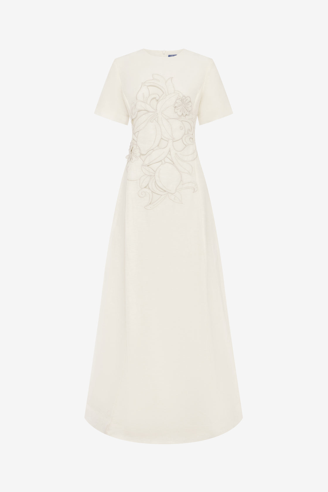 Exclusive LEO LIN Alice Applique Short Sleeve Maxi Dress - Snow