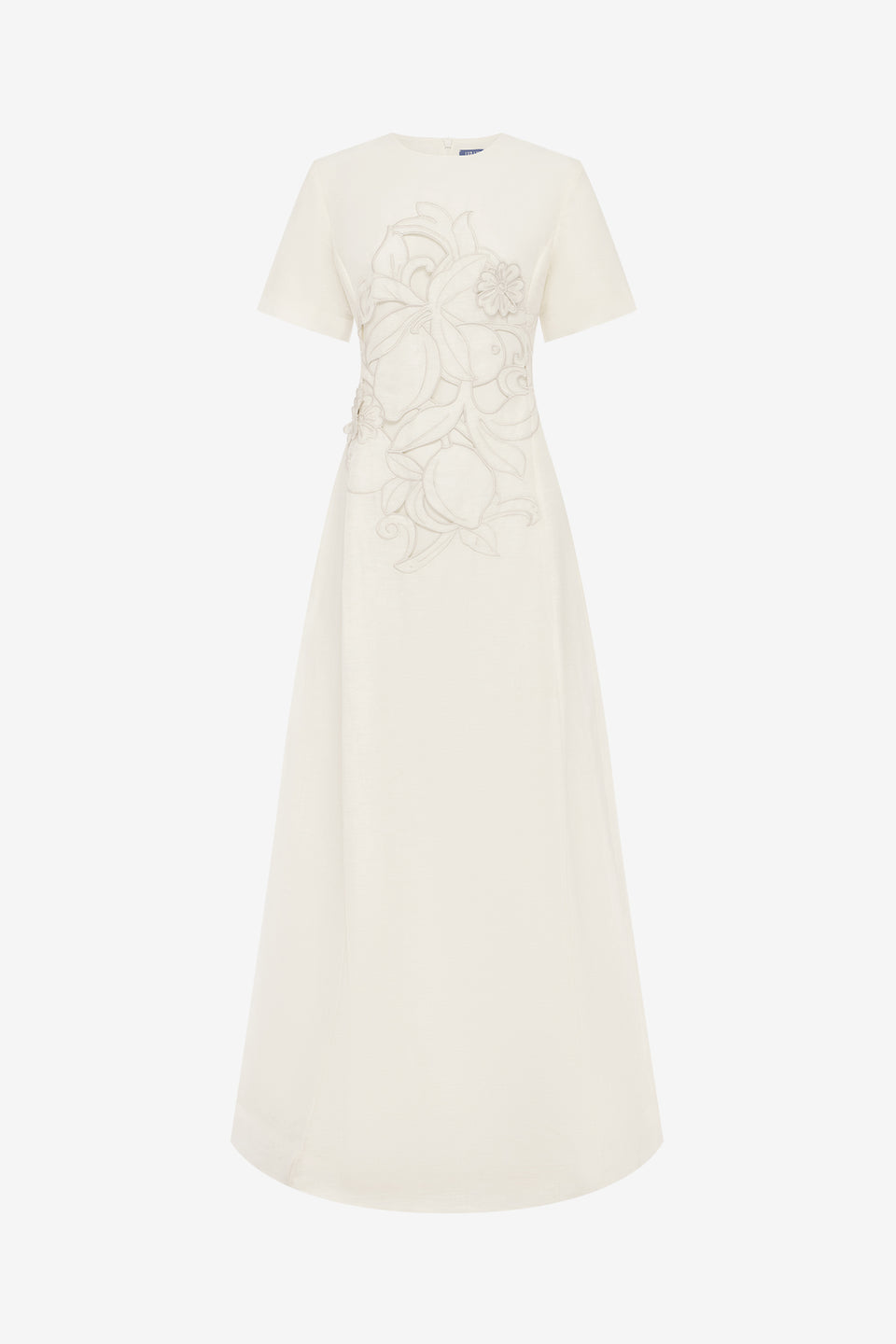 Exclusive LEO LIN Alice Applique Short Sleeve Maxi Dress - Snow