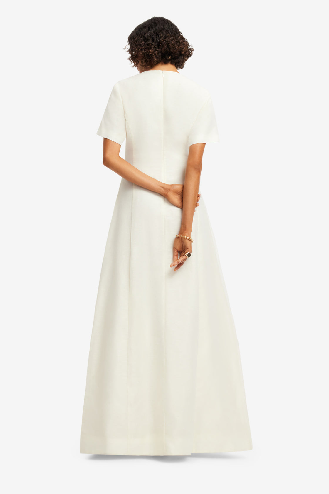 Exclusive LEO LIN Alice Applique Short Sleeve Maxi Dress - Snow