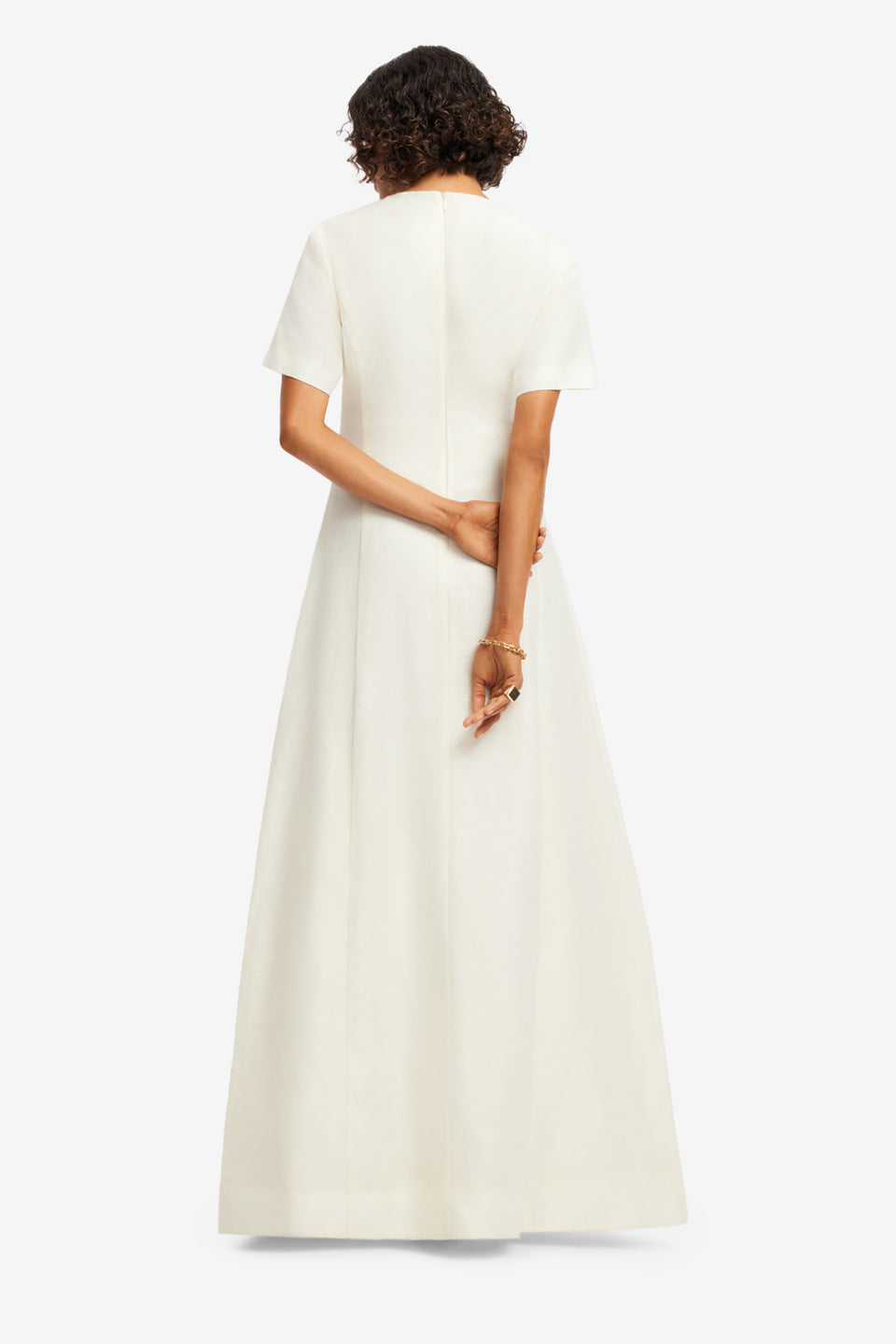 Exclusive LEO LIN Alice Applique Short Sleeve Maxi Dress - Snow