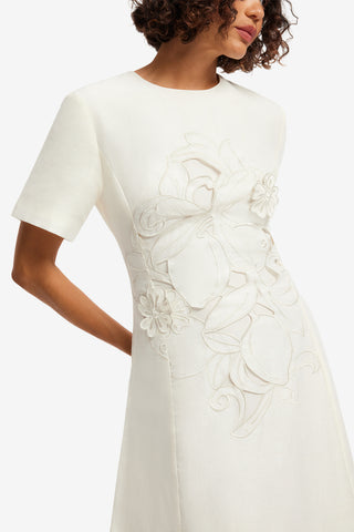 Exclusive LEO LIN Alice Applique Short Sleeve Maxi Dress - Snow