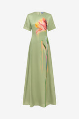 Alice Short Sleeve Maxi Dress - Tulip Print in Green Dress Maxi