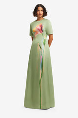 Alice Short Sleeve Maxi Dress - Tulip Print in Green Dress Maxi