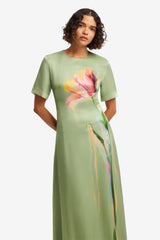 Alice Short Sleeve Maxi Dress - Tulip Print in Green Dress Maxi