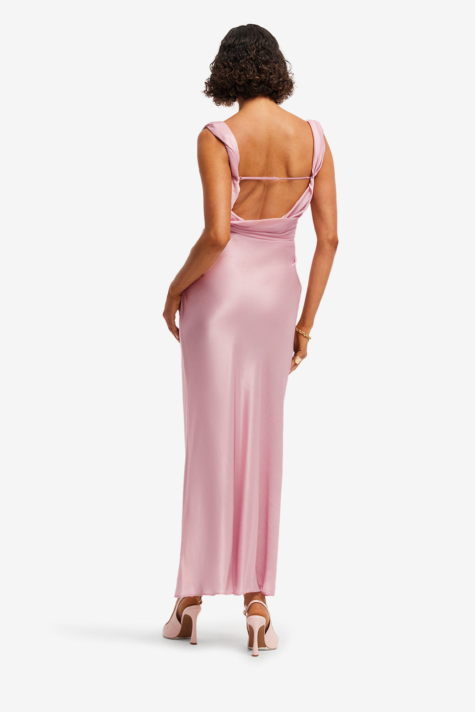 Exclusive LEO LIN Valentina Maxi Dress - Bouquet Print in Pastel Pink