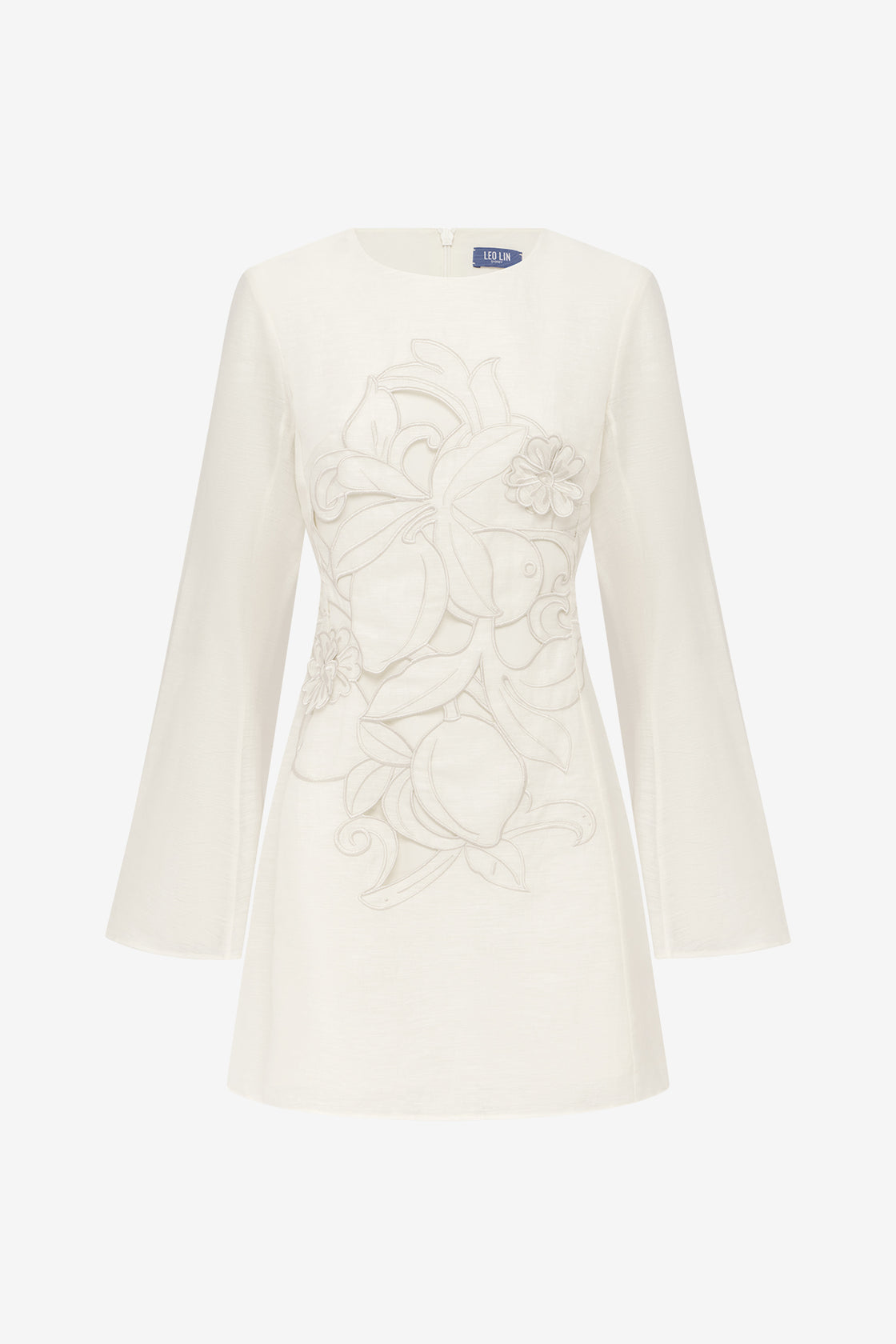 Exclusive LEO LIN Suzanne Applique Bell Sleeve Mini Dress - Snow