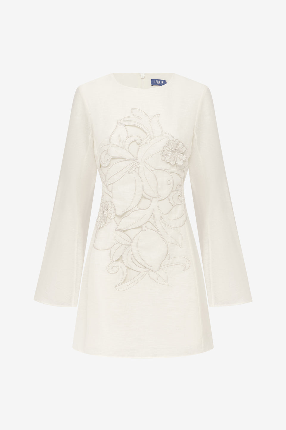 Exclusive LEO LIN Suzanne Applique Bell Sleeve Mini Dress - Snow