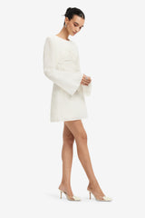 Suzanne Appliqué Bell Sleeve Mini Dress - Snow Dress Mini