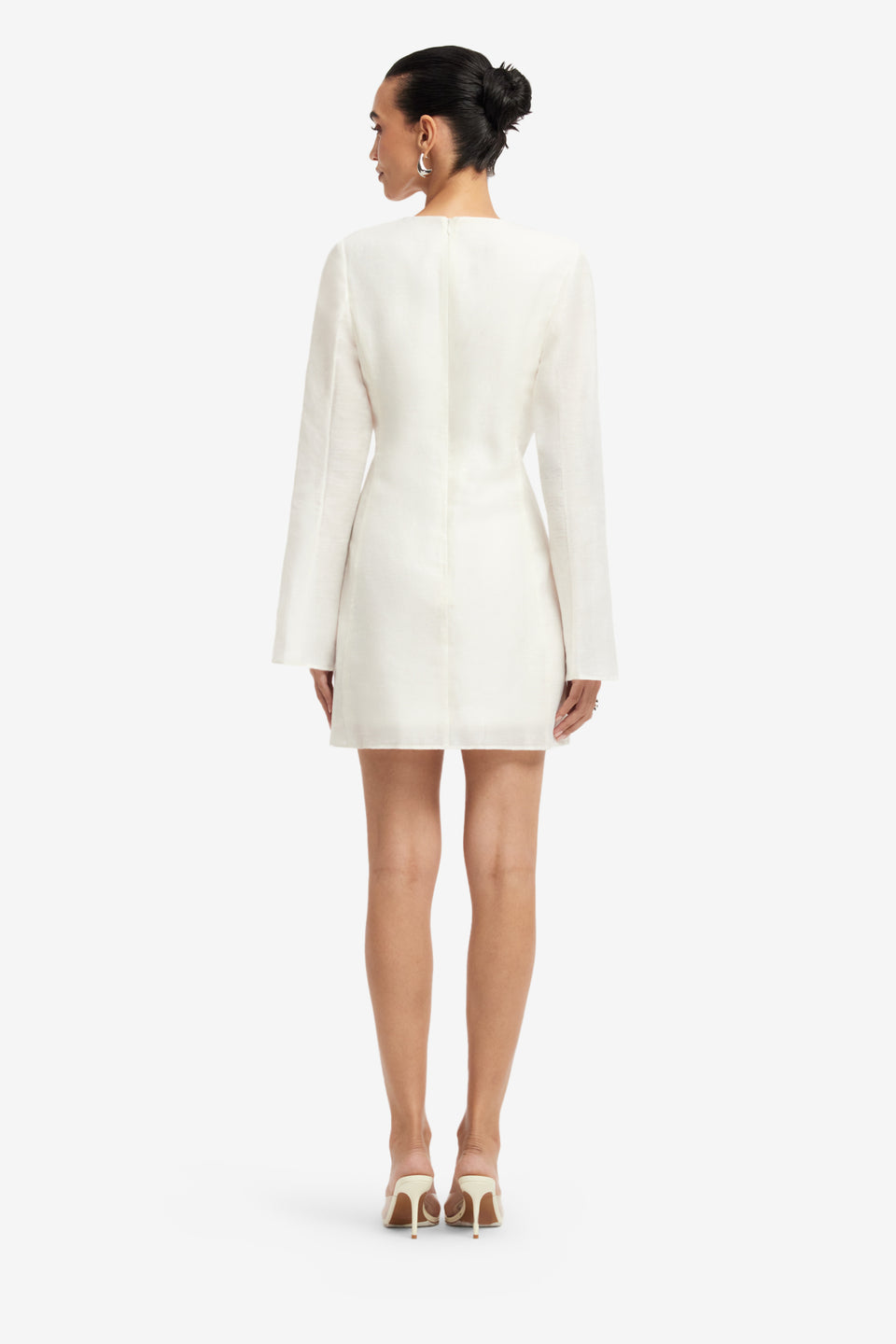 Exclusive LEO LIN Suzanne Applique Bell Sleeve Mini Dress - Snow