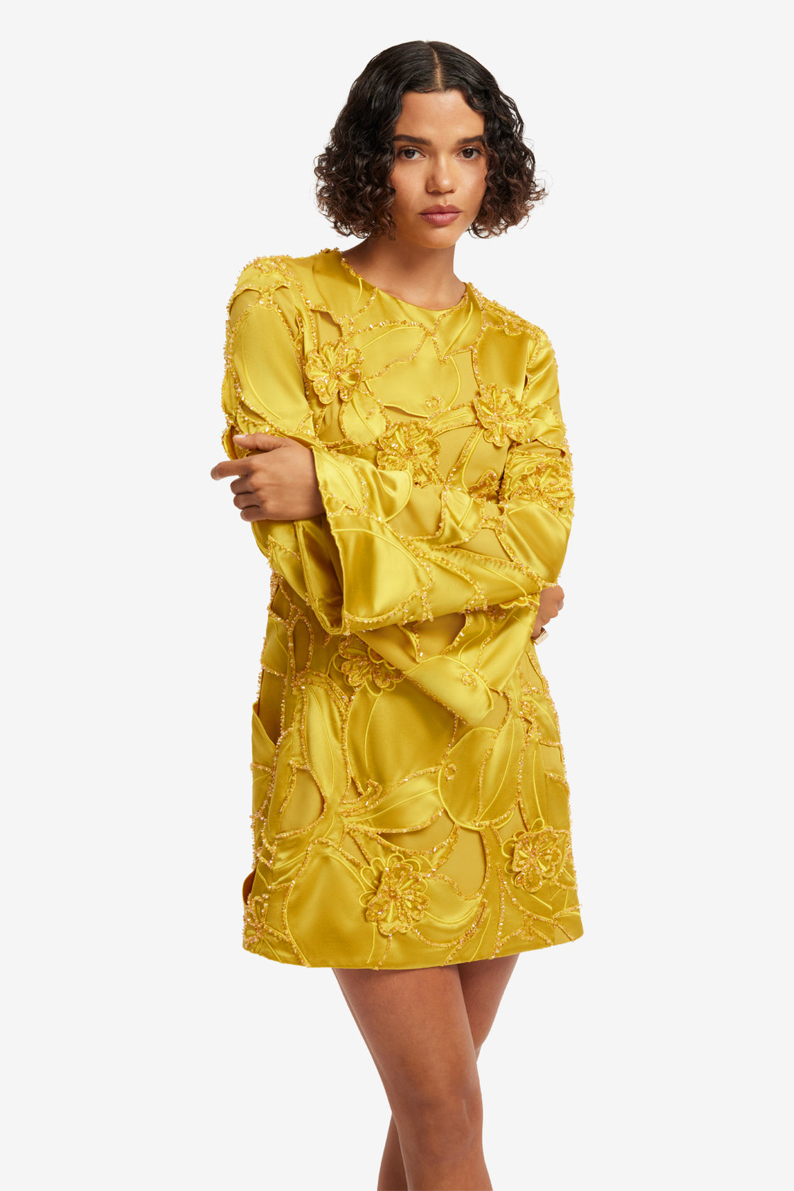 Suzanne Embellished Bell Sleeve Mini Dress - Opulence Dress Mini