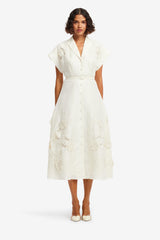 Aubrey Appliqué Shirt Midi Dress - Snow Dress Midi