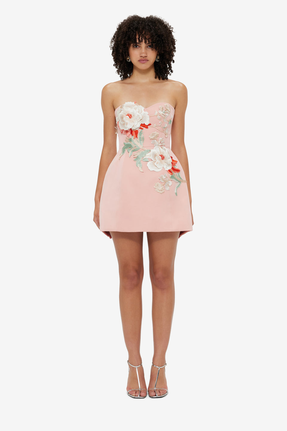 Exclusive Leo Lin Rosario Appliqué Bustier Mini Dress - Peony Print