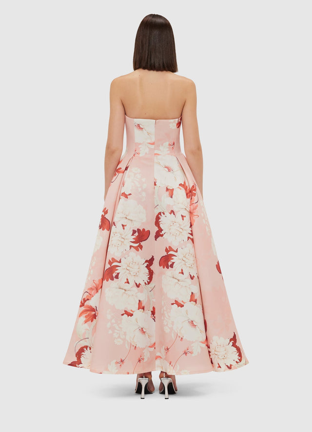 Exclusive Leo Lin Nora Bustier Maxi Dress - Peony Print