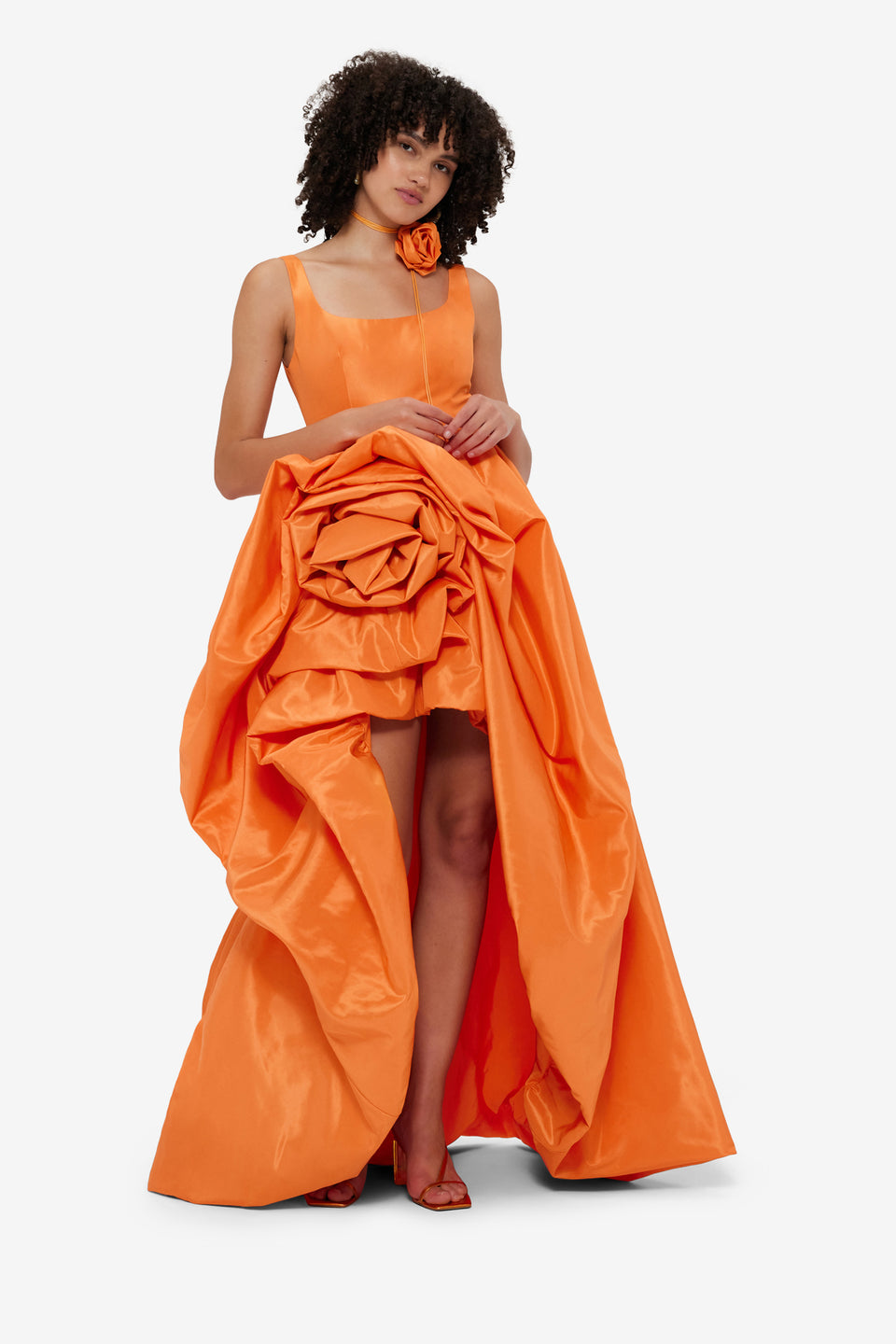 Exclusive Leo Lin Illiana Rose Gown - Tangerine