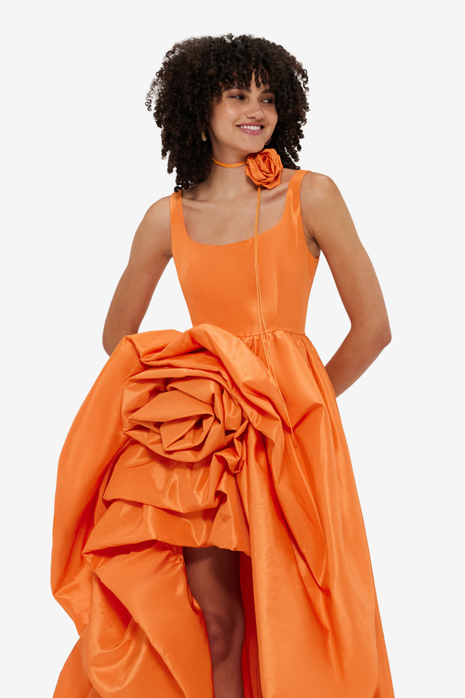 Exclusive Leo Lin Illiana Rose Gown - Tangerine