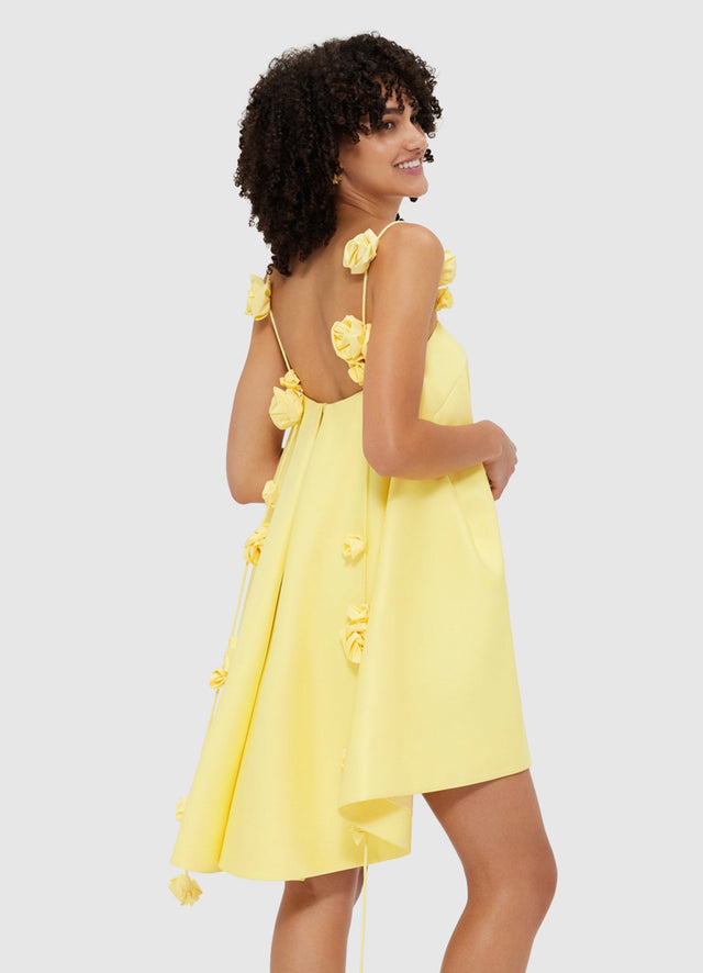 Exclusive Leo Lin Fiona Rose Mini Dress - Sorbet Yellow