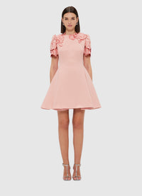 Exclusive Leo Lin Elyse Appliqué Short Sleeve Mini Dress - Light Rose