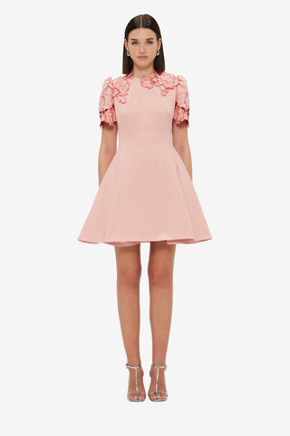 Exclusive Leo Lin Elyse Appliqué Short Sleeve Mini Dress - Light Rose