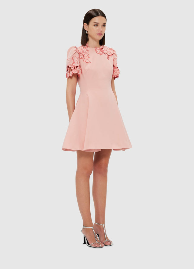 Exclusive Leo Lin Elyse Appliqué Short Sleeve Mini Dress - Light Rose