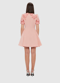 Exclusive Leo Lin Elyse Appliqué Short Sleeve Mini Dress - Light Rose