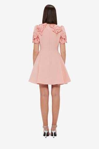 Exclusive Leo Lin Elyse Appliqué Short Sleeve Mini Dress - Light Rose