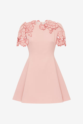 Exclusive Leo Lin Elyse Appliqué Short Sleeve Mini Dress - Light Rose
