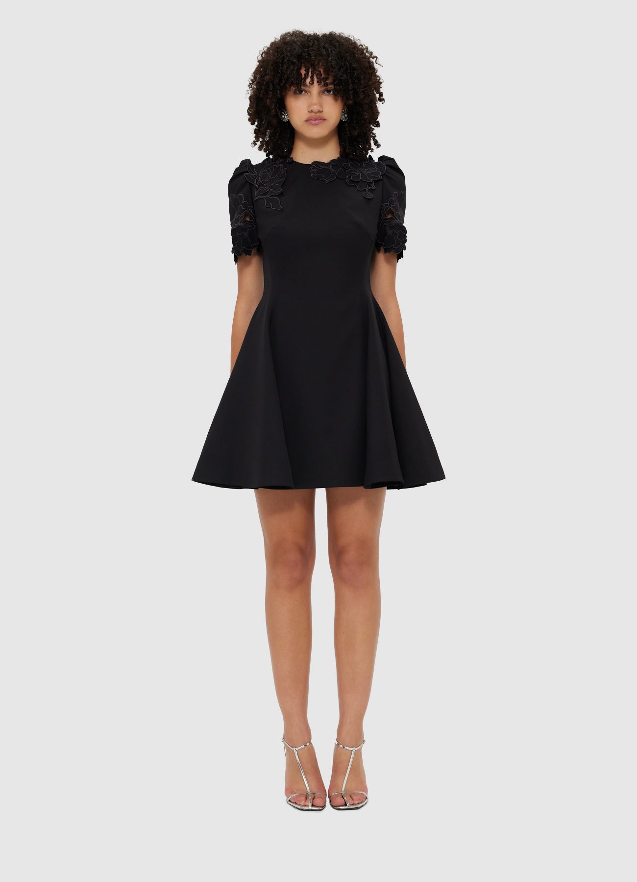Elyse Appliqué Short Sleeve Mini Dress - Ebony – LEO LIN