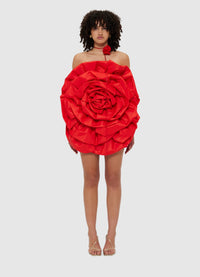 Exclusive Leo Lin Bloom Rose Mini Dress - Scarlet