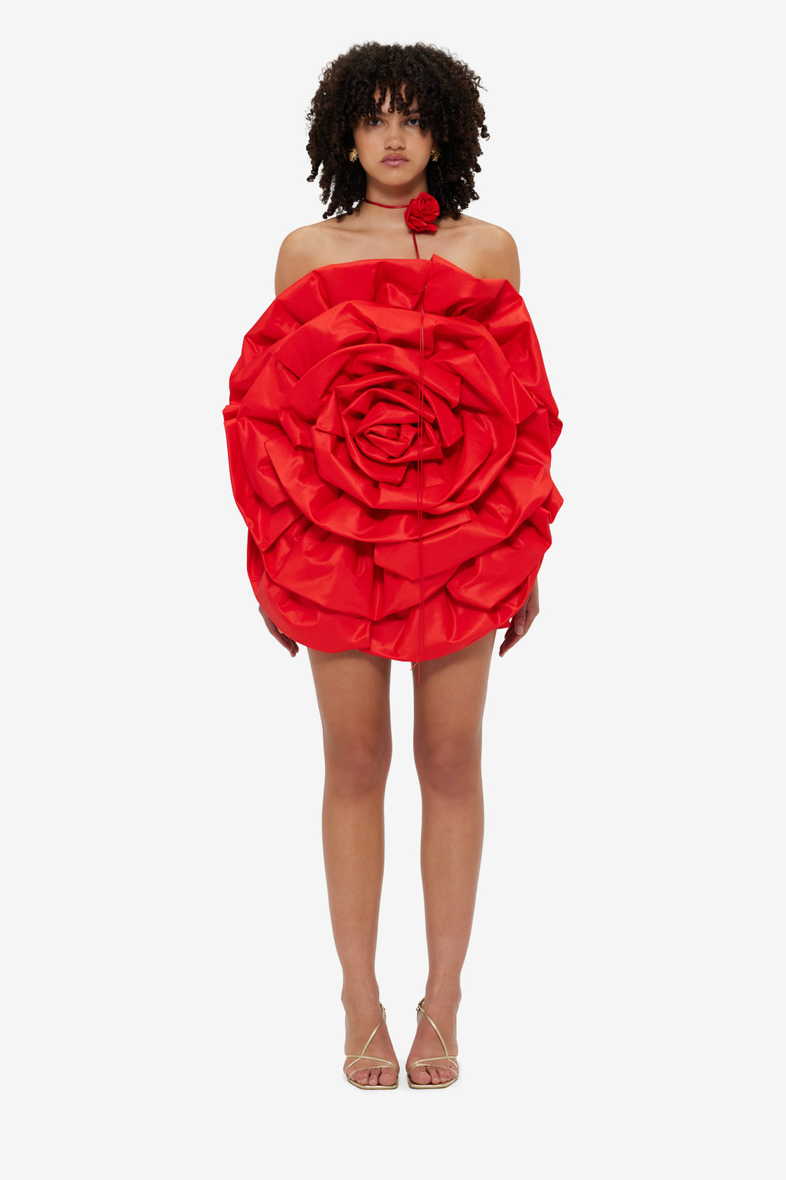 Exclusive Leo Lin Bloom Rose Mini Dress - Scarlet
