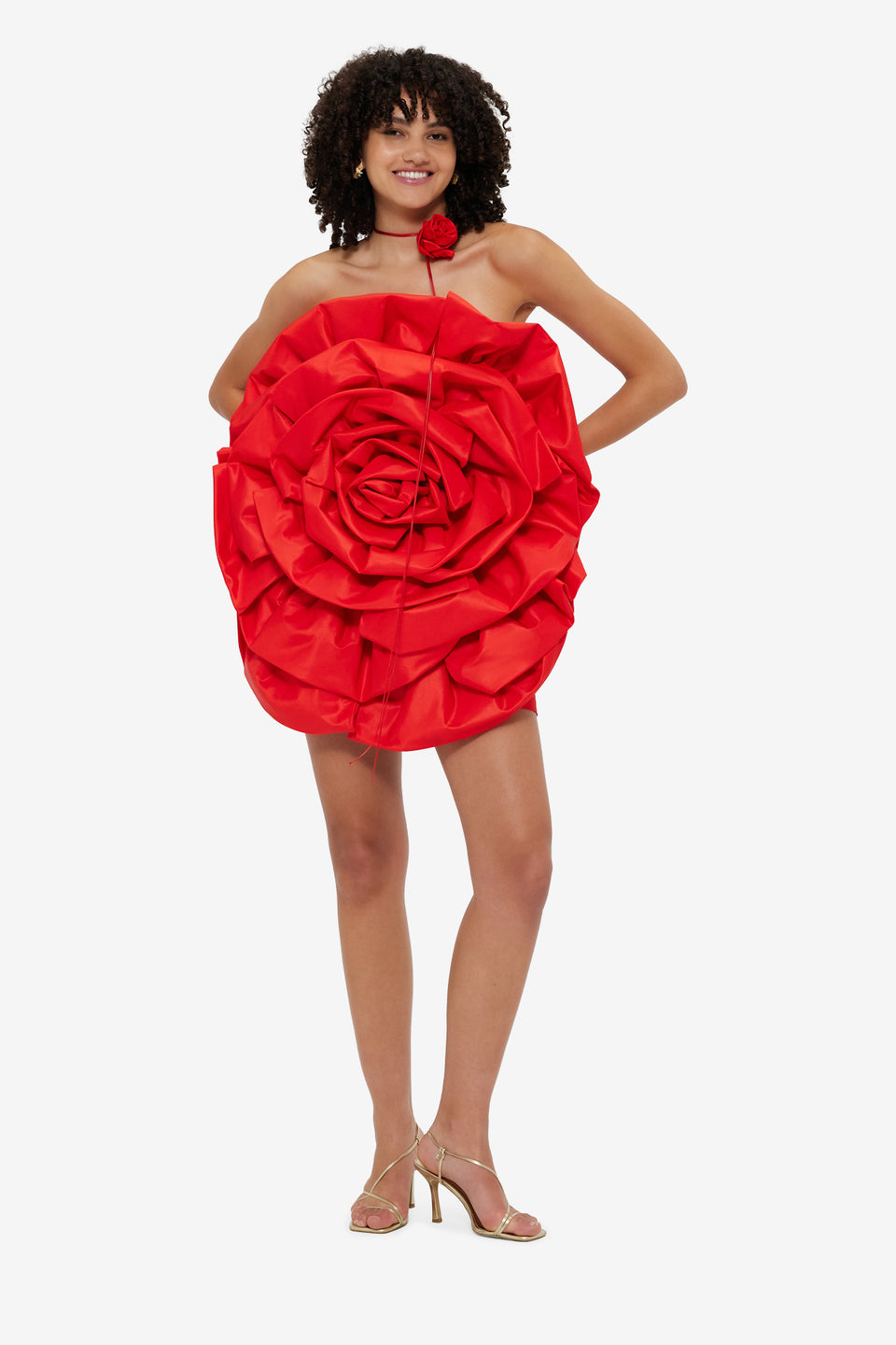 Exclusive Leo Lin Bloom Rose Mini Dress - Scarlet