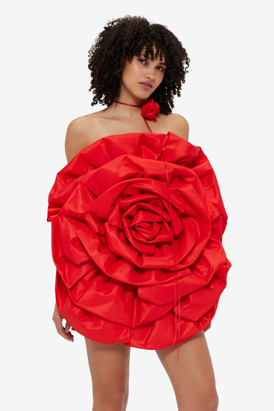 Exclusive Leo Lin Bloom Rose Mini Dress - Scarlet